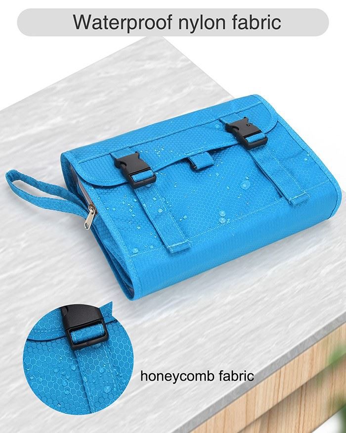 blue cosmetic bag