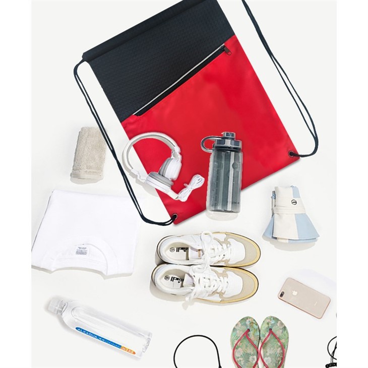 Custom Printed Logo Recycled Polyester Waterproof Grocery Drawstring Bags For Shopping With Handle Or Sports Drawstring Bags